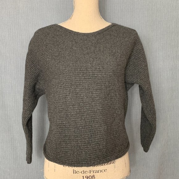 GUESS WOOL CASHMERE GREY Sweater / Cropped Boxy Grey Sweater / Grey Cashmere - Picture 1 of 5